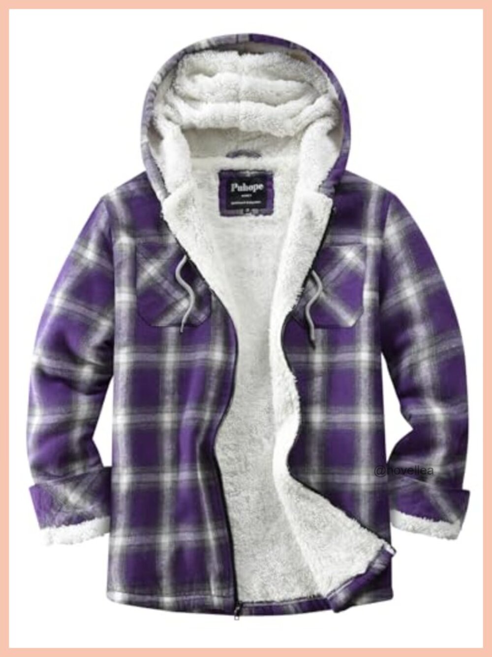 Women's Sherpa Lined Flannel Plaid Fleece Zip Up Hooded Jacket